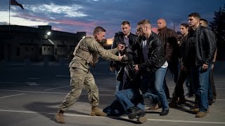 bikers mess with the wrong soldier at the National guard barracks