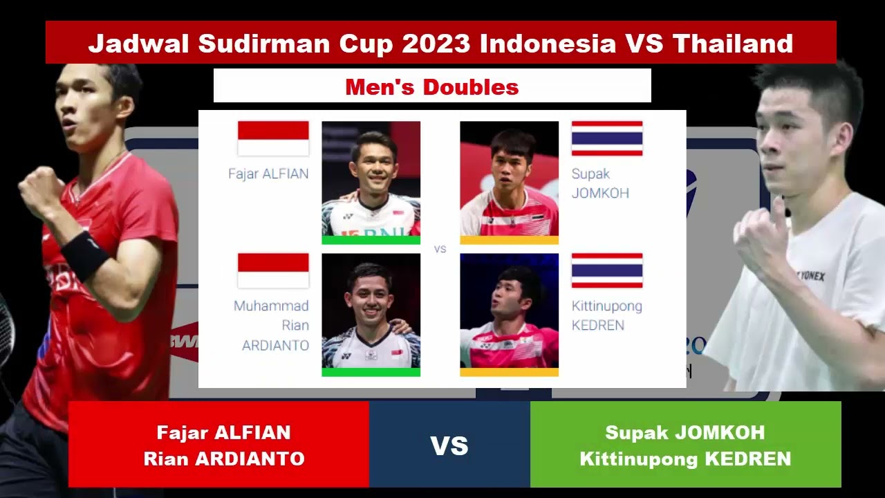 JADWAL BADMINTON SUDIRMAN CUP 2023 - INDONESIA VS THAILAND - YouTube