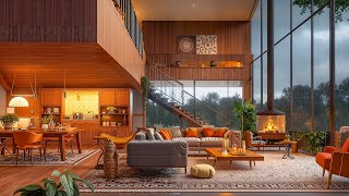 Rainy Day Forest 4K Cabin Escape 🌧️ Relaxing Jazz with Fireplace Sounds \u0026 Calming Cabin Ambience