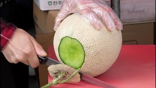 남대문시장 과일자르기 수박, 멜론, 파인애플) / 한국길거리음식 /  How to cut Korean-style fruit / Korean street food