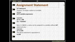 Assignment Statement LET SWAP QBASIC