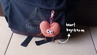 heart crochet 💗 easy and cute diy bagcharm plushie for valentine gift