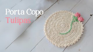 PORTA COPO TULIPAS | CROCHÊ