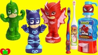 PJ Masks Brush Teeth Catboy, Owlette, Gekko with Paw Patrol Skye and Surprises