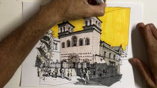 SKETCH 19 - Croquis, boceto - Ciudad de Córdoba, Argentina - Iglesia de la Compañia de Jesús.