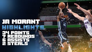 Ja Morant Highlights vs. Kings | 34 points, 7 rebounds, 6 assists, 2 steals