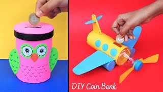 How to make Cute Coin Bank with Cardboard & Plastic Bottle/Best out of waste/DIY 2 Money Storage Box