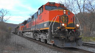 🎃🎃🎃 BNSF H-1 Locomotive Leading CSX Grain Train