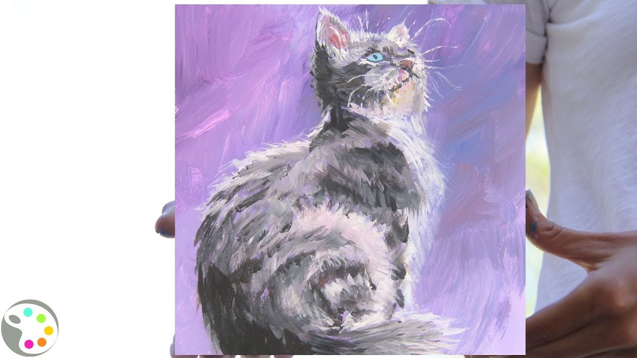 How To Paint A Cat | Step By Step Acrylic Painting Tutorial - YouTube