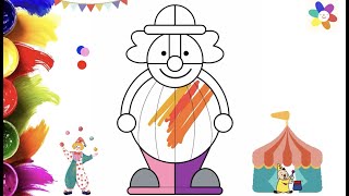 How to color a funny clown in different colors  see what you get  you will like the video for kids