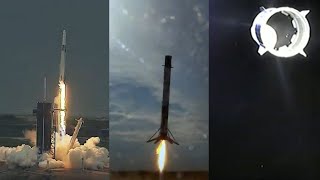 Ax-2 launch and Falcon 9 first stage landing