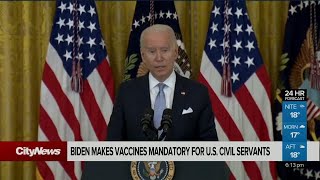 U.S. makes vaccines mandatory for federal workers, Canada not doing the same