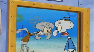 Squidward trying to get a pizza from Squidward Door Edition