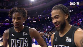 Nic Claxton and Trendon Watford after the Nets' win in Philadelphia