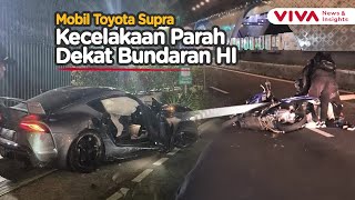 Toyota Supra Hancur! Tabrak Tiang hingga Timpa Vario di Bundaran HI