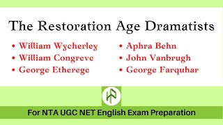 The Dramatists of The Restoration Age I Restoration Age Drama I Comedy of Manners I Comedy