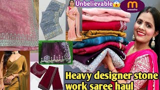 Meesho Trending Saree Haul 😘|| Stone Work || Latest Designer \u0026 Partywear Haul | Meesho Haul