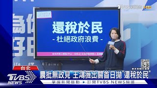 吳怡農批無政見 王鴻薇出關首日拋「還稅於民」｜TVBS新聞 @TVBSNEWS01