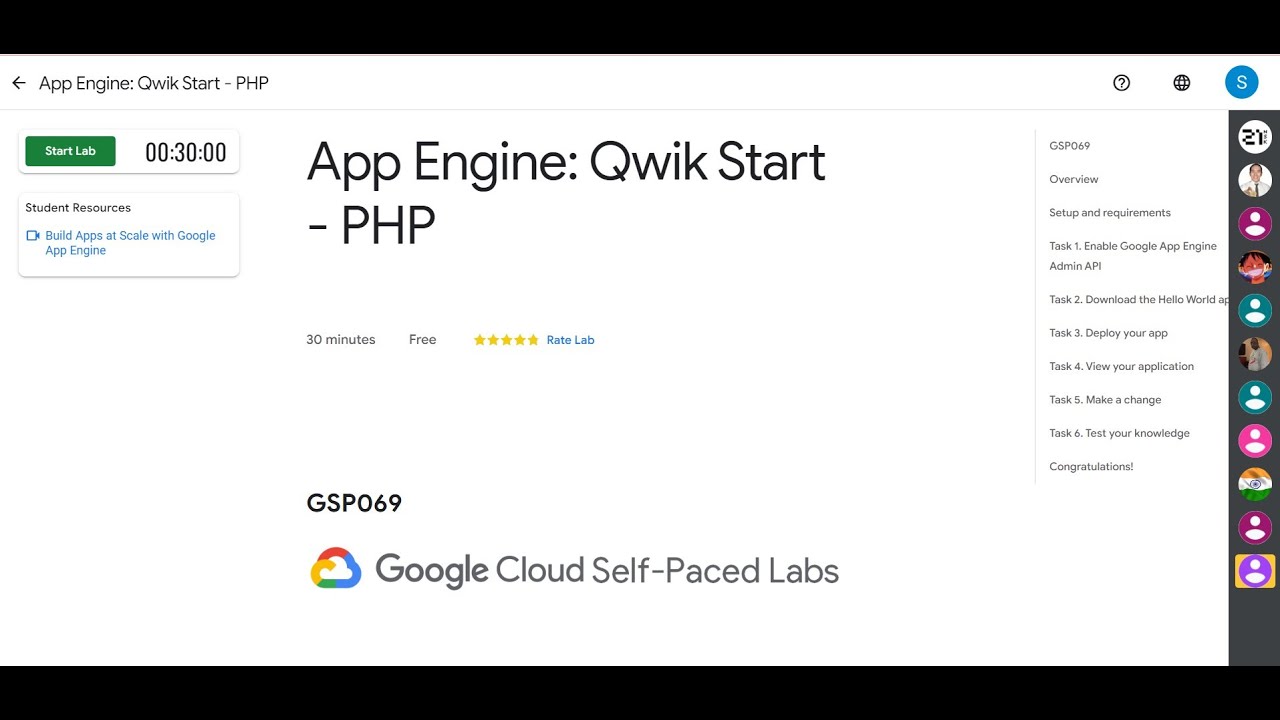 App Engine Qwik Start Php Gsp069 Youtube