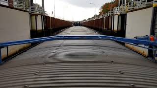 The Wodnik barge during the passage through the Hilter Lock