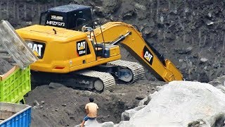 New CAT 320GC Next Generation Excavator Digging Loading Screening Sand Into Dump Truck