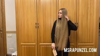 MsRapunzel | Blonde Rapunzel Shows-off Perfect Shimmering Hip Length Hair