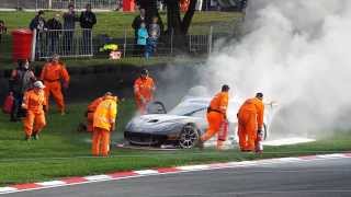 Ginetta GT Supercup car fire- Brands Hatch BTCC 2013