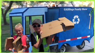 Kids Use Toy Recycle Trucks To Teach Recycling Cardboard
