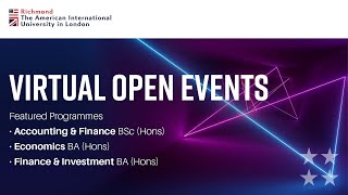 Accounting \u0026 Finance BSc / Economics BA / Finance \u0026 Investment BA -Virtual Open Event - April 2021