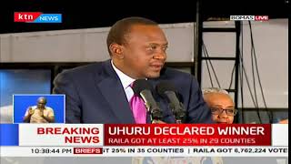 President Uhuru Kenyatta's message to Kenyans after he was announced as president