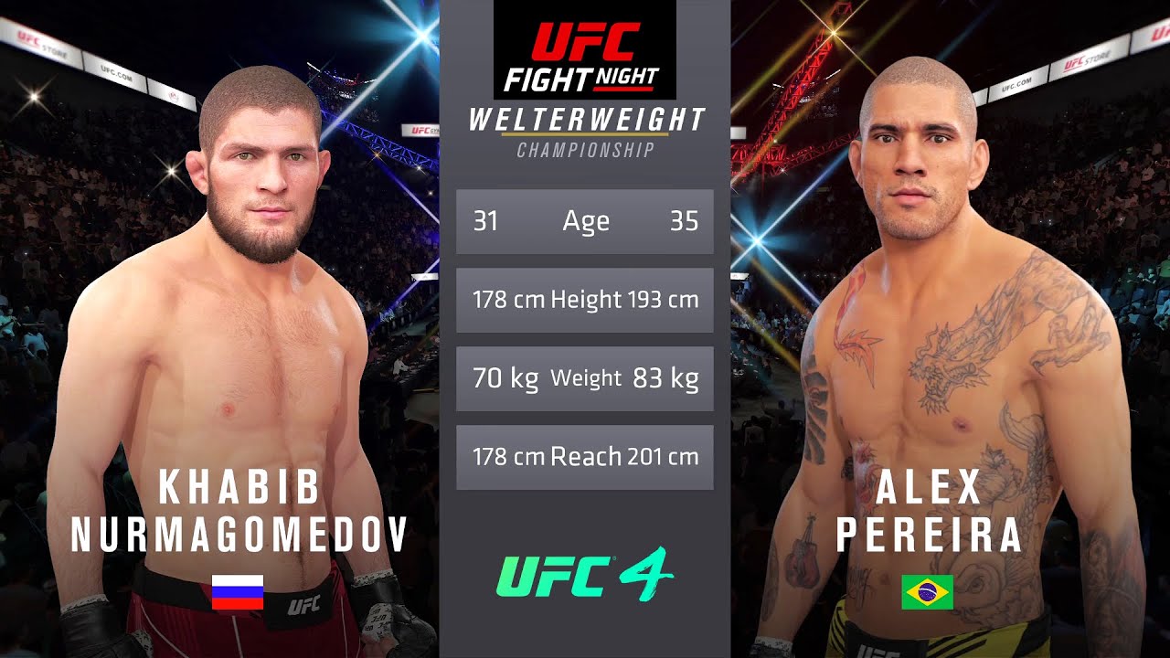 Khabib Nurmagomedov Vs Alex Pereira Full Fight - EA Sports UFC 4 - YouTube