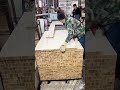 veneered vertical wood batten production process. craft work machine