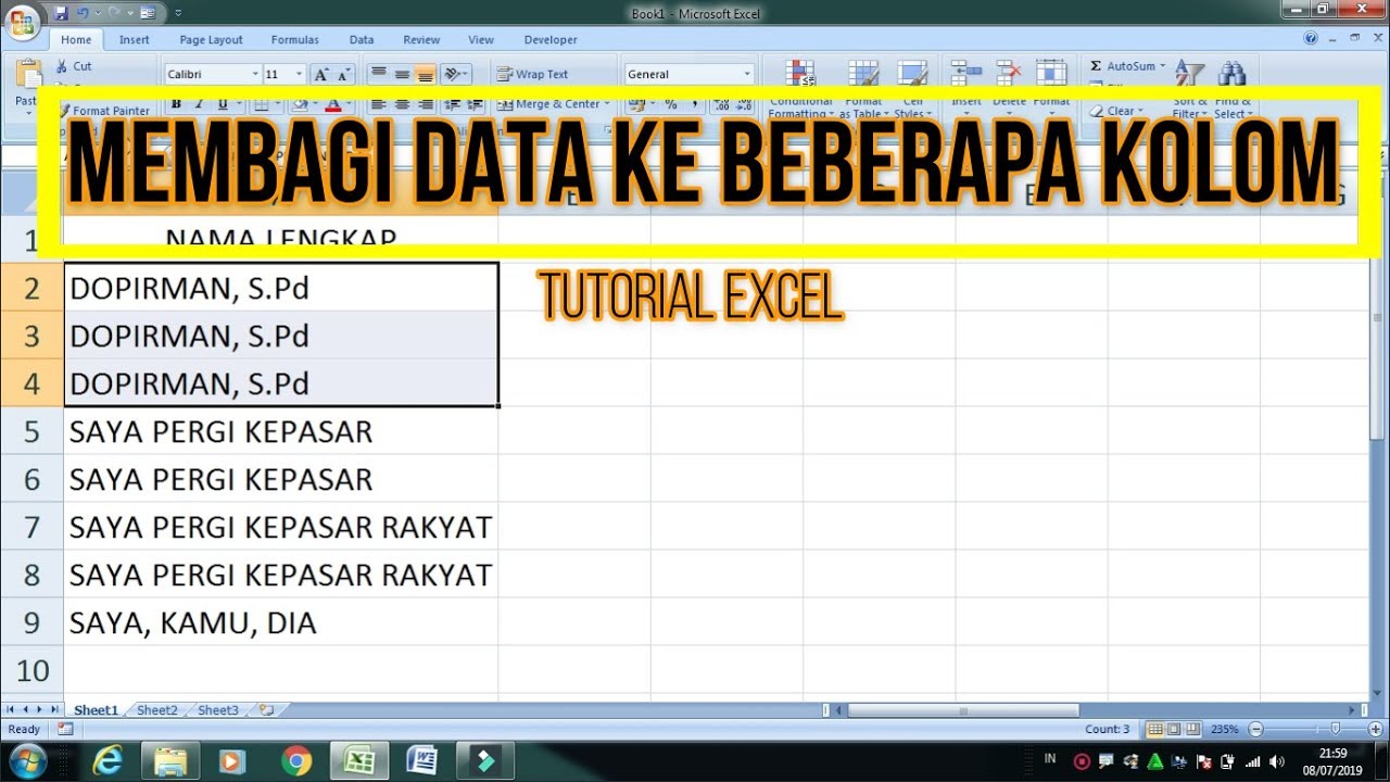 Cara Memisahkan Isi Cell Menjadi Beberapa Kolom Di Excel - Split Data ...