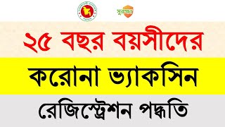 করোনা টিকার অনলাইন আবেদন । Covid 19 vaccine online registration । ২৫ বছর বা তদুর্ধ। Surokkha Website