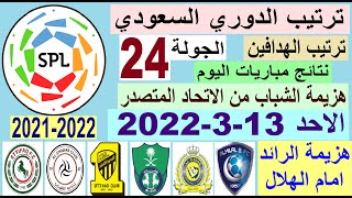 ترتيب الدوري السعودي ونتائج مباريات اليوم الاحد 13-3-2022 الجولة 24 - فوز الهلال و فوز الاتحاد
