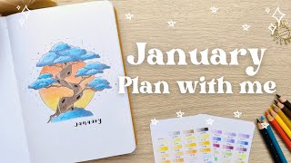 🌳 January 2025 Bullet Journal Plan With Me Magical Bonsais ✨