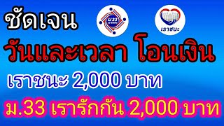 เยียวยารอบ3​ วันและเวลาโอน​ เราชนะ​ 2000​  บาท​ ม.33​ บัตรคนจน​