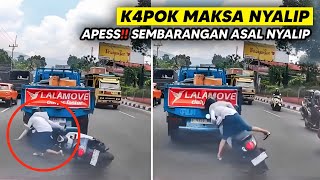 MAKSA NYALIP‼️ MOMEN APESS PEMOTOR Maksa Nyalip Malah Nyundul Truk | Gak Sabaran Kena Batunya