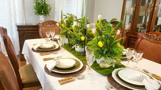 NEW* 2023 EASTER TABLESCAPE IDEAS | GREEN AND WHITE TABLESCAPE IDEAS | #decoratewithme