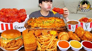 ASMR MUKBANG KFC 양념 치킨먹방! 치즈 햄버거 치즈스틱 후라이드치킨 & 레시피 CRISPY FRIED CHICKEN CHEESE BURGER EATING SOUND!