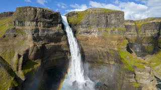 Haifoss and Granni Waterfall - Iceland by drone 4k