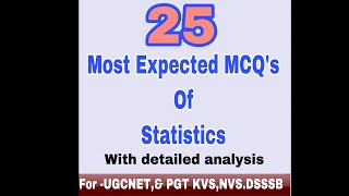 25 Important MCQ'S of Statistics For UGCNET Economics and Commerce|PGT Eco|KVS|DSSSB|by Gobind Rawat