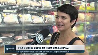 Os supermercados ficaram cheios na véspera de natal