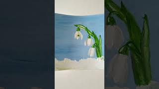 Snowdrops in the Snow Acrylic Painting #viral #youtubeshorts #ytshorts #shorts