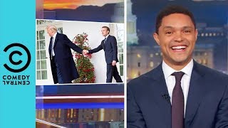 Donald Trump Brushes "Dandruff" Off Macron's Shoulder | The Daily Show With Trevor Noah