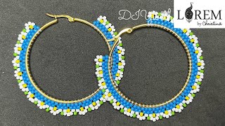 How To Make Daisy Hoop Beaded Earrings | Chunky Daisy Beaded Earrings | Half Daisy Beaded Earrings