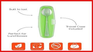 Innobaby Din Din Smart Stainless Steel Spoon and Fork with Carrying Case. Utensil Set for Kids