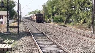 Jhansi WAG-5 Twins With Coal Loaded BOXN Wagons Covered With White Tarpaulin