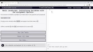 06 - Learn Basic JavaScript - Initializing Variables with the Assignment Operator
