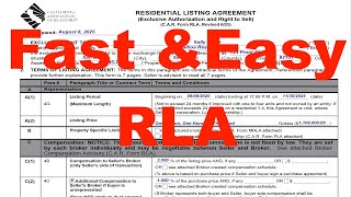 *New* Residential Listing Agreement 06/25 Update - Easiest & Fastest Tutorial - C.A.R. Form RLA